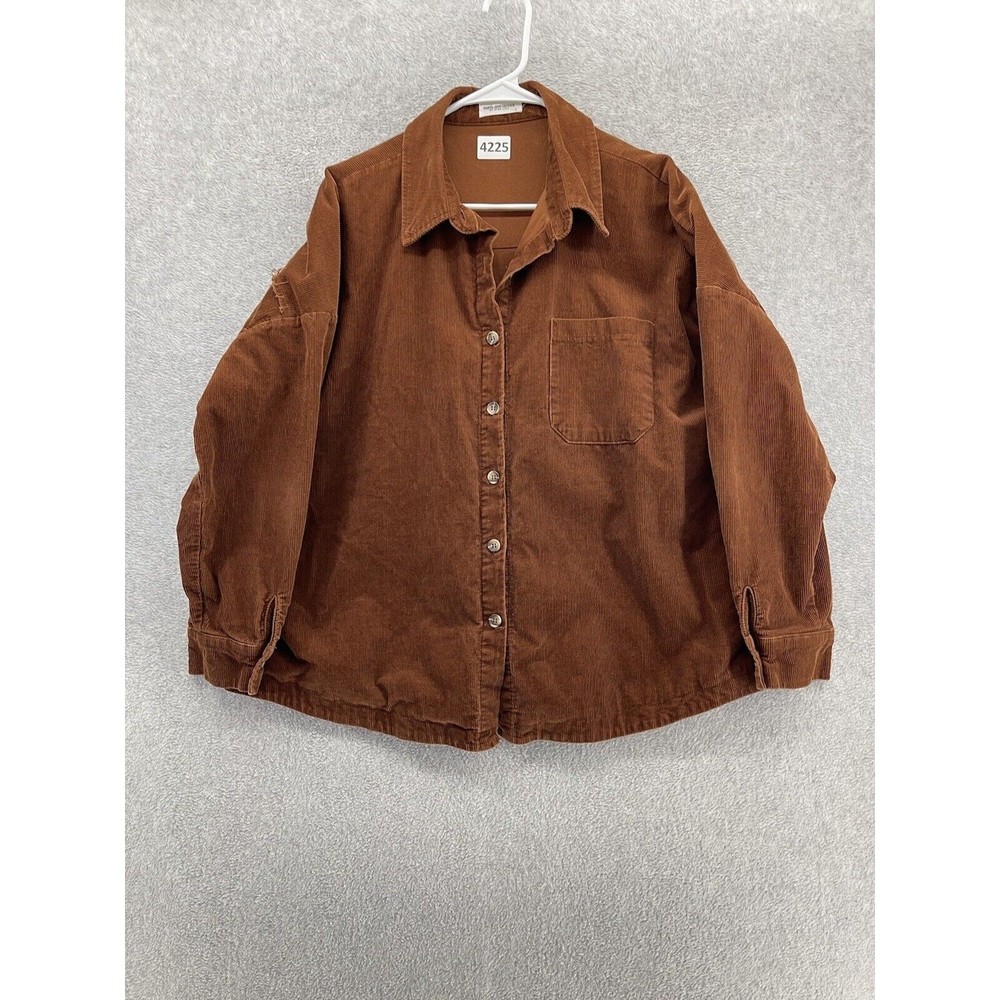 Daryl-Ann Denner Women's Button Front Corduroy Shirt Long Sleeve Large Lined